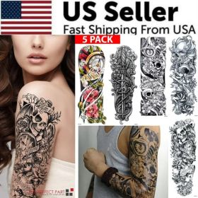 5Pcs Large Temporary Body Art Arm Tattoo Sticker Sleeve Man Women Waterproof USA (Option: 5pcs)