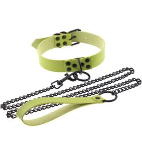 Personalized leather collar (Option: green)