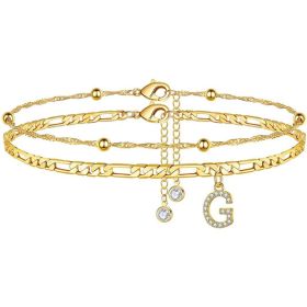 26 Letters Anklet Zircon Letters Simple (Option: G)