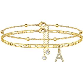 26 Letters Anklet Zircon Letters Simple (Option: A)
