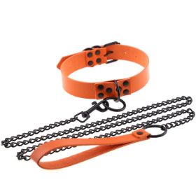 Personalized leather collar (Option: Orange)