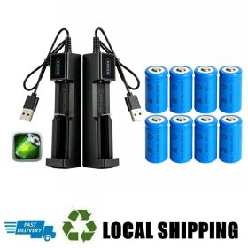 4 Pack 1300 MAh 16340 RCR123A Rechargeable 3.7 V Ion Battery  USB Battery Charger (Option: 2packs)