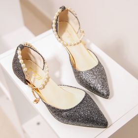 Women's Pumps; Trend Pointed Toe Wedding Bride High Heels Shoes Female Party Mules Elegant Women Pumps Designer Shoes Sexy Dress Shoes (Color: sliver 6cm, Shoe Size: 37)