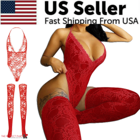 Women Lace Sexy Lingerie Nightwear Babydoll Sleepwear Bodysuit Dress Plus Size (Lingerie Color: Red, Lingerie Size: Extra Large)