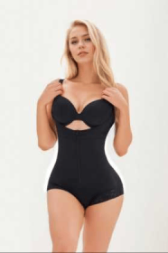 Women's Fajas Colombianas Shapewear for Women  Postpartum Tummy Control Bodysuit Full Body Shaper for Women Body Butt Lifter Panties  Zipper Stra (Color: BLACK, size: XXL)