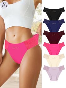 6 pack Women's Thongs, T Back Low Waist See Through Panties Seamless Lace Thongs for Women, S-XL (Color: multicolor, size: XL)