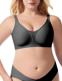 Bras for Women Wireless Deep V Mesh Comfortable Bralette Supportive Tshirt Bra No Underwire Seamless Push Up Full Coverage Everyday Bras (Color: BLACK, size: XL)