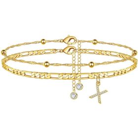 26 Letters Anklet Zircon Letters Simple (Option: X)